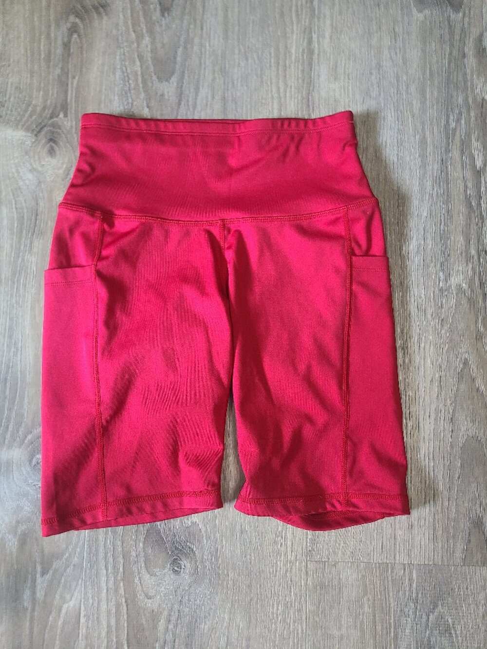 Neleus High Waisted Spandex Red Biker Shorts Pockets - Size Small S